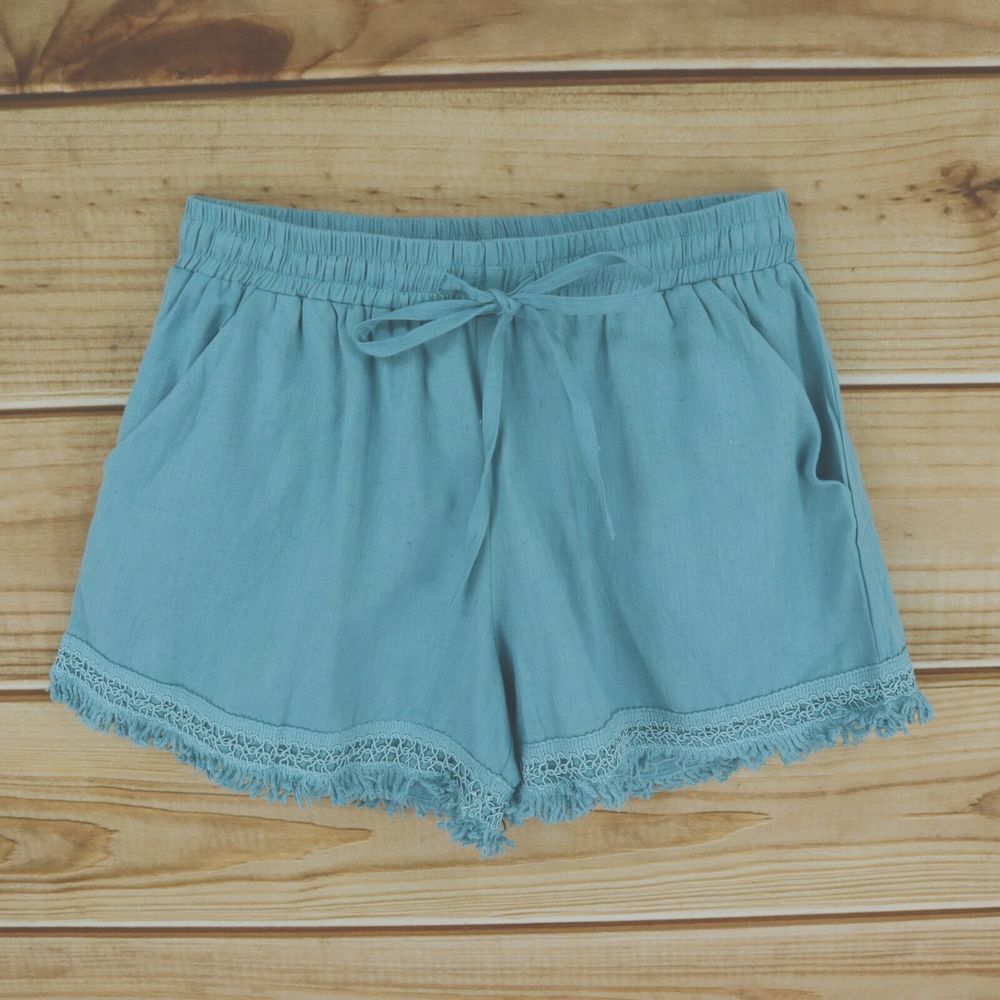 Sim &‎ Sam Casual Shorts Womens Size S Blue-Green Cotton Blend Drawstring NWT